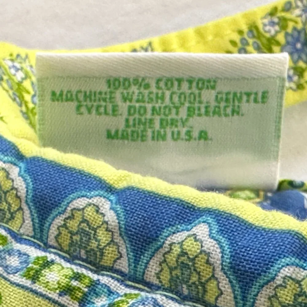 Vera Bradley Retired Tote Bag EUC Quilted Paisley Yellow Blue Elephants USA-Made - Picture 5 of 13